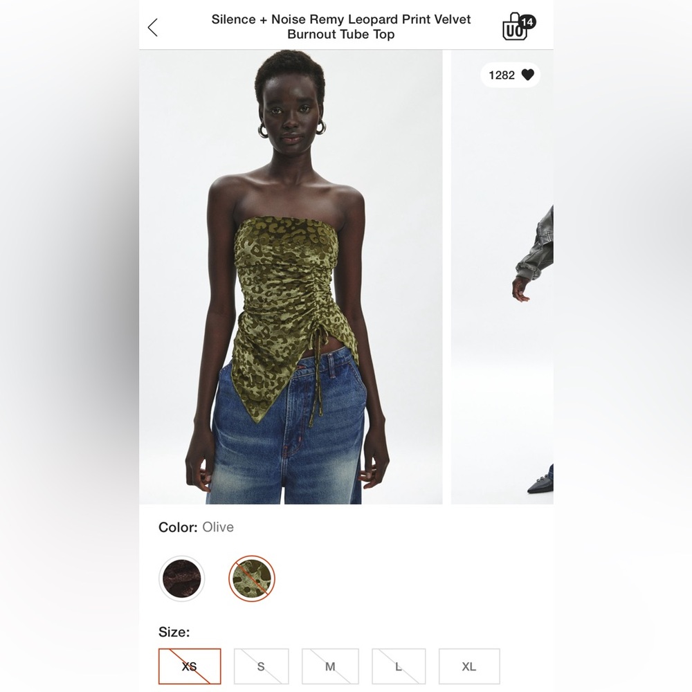 Silence + Noise Remy Leopard Print Velvet Burnout Tube Top